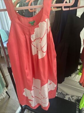 United Colors Of Benetton Coral Red Floral Print Dress